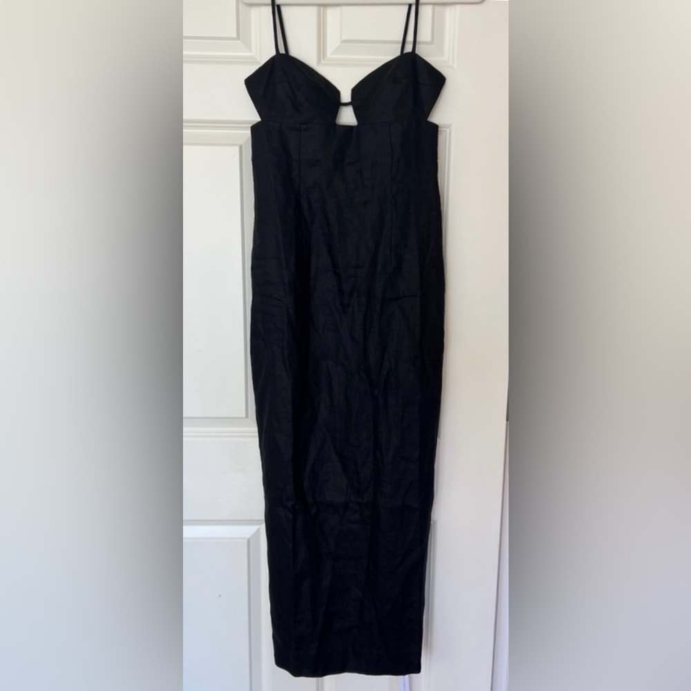 Reformation Malibu Linen Dress Black Size 6 - Picture 8 of 13
